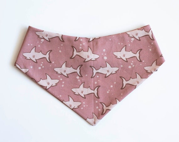 Some-fin About You Bandana,  Snap On Handmade Dog Bandana, Sharks Summer Beach Dog Bandana