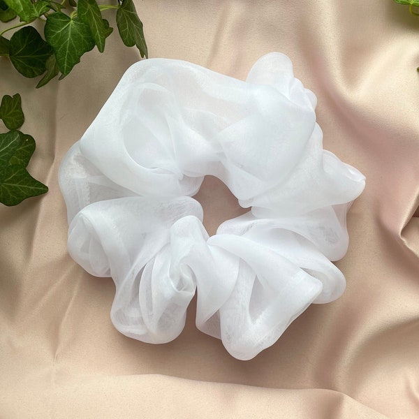 White Oversized Sheer Organza Scrunchie