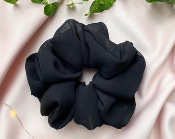 Oversized Semi Sheer Black Scrunchie