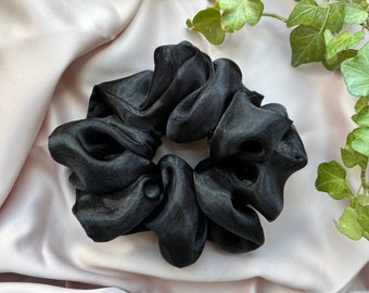 Black Oversized Sheer Organza Scrunchie