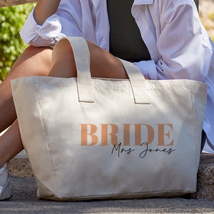 Personalised Bride Beach Bag, Wifey Honeymooning Bag, Bridal Hen Party Tote, Gifts for the Bride