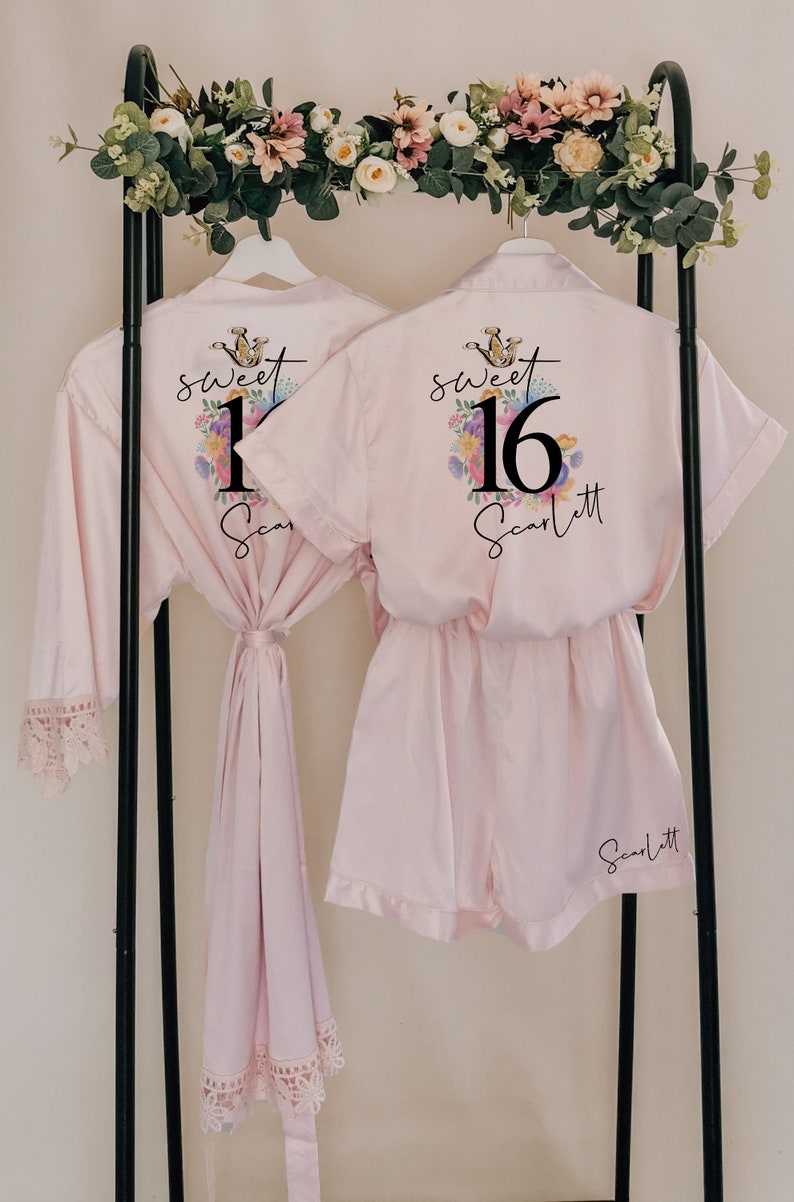Personalised Sweet 16th birthday Pyjamas, 16th birthday Present, Special BDAY GIFT, Birthday Gift Set, Milestone Birthday PJs image 1
