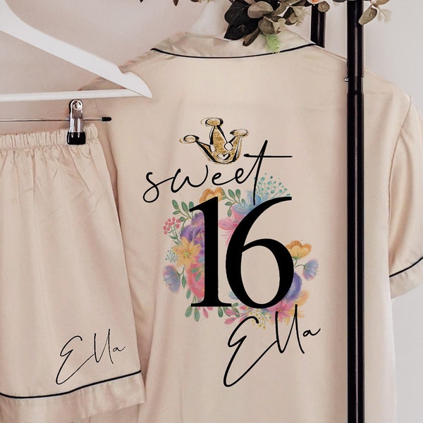Cute Sweet 16th birthday Pyjamas, 16th birthday Present, Special BDAY GIFT, Birthday Gift Set, Milestone Birthday PJs