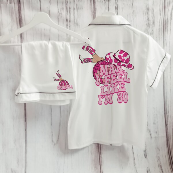 Personalised 30th birthday Pyjamas, COWGIRL birthday Present, Cowboy BDAY GIFT, Best friend Birthday, Birthday Gift Set, Milestone Birthday