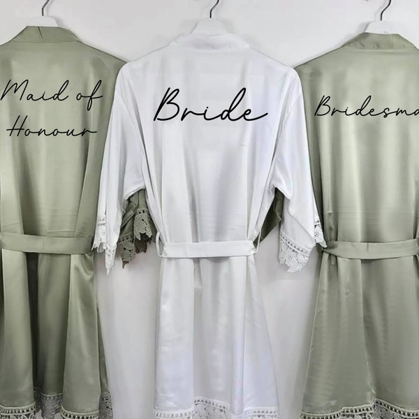 Sage Green Personalised Bridesmaid Proposal Robes and Pyjamas, Maid of Honour Gift, Wedding Morning Robes
