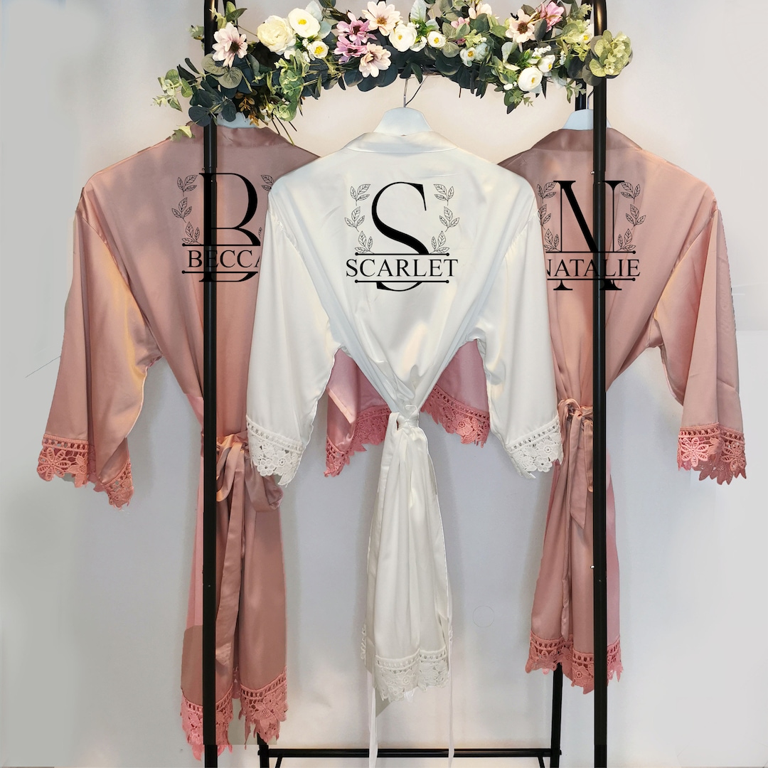 Personalised Emerald Green Silky Robe, Monogrammed Robe, Green and Gold ...
