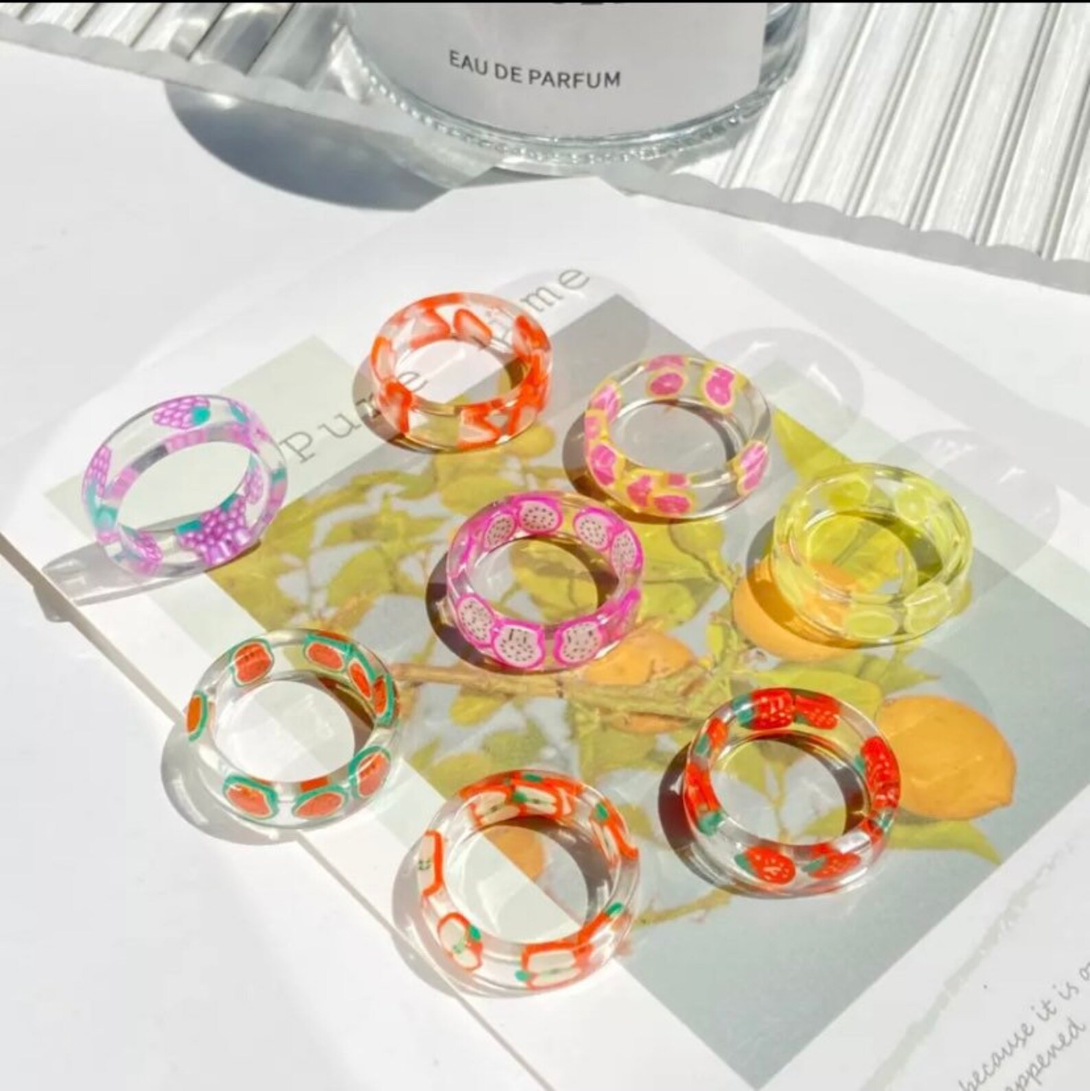 Chunky Fruit Rings Resin Fruit Rings Dainty Transparent Etsy