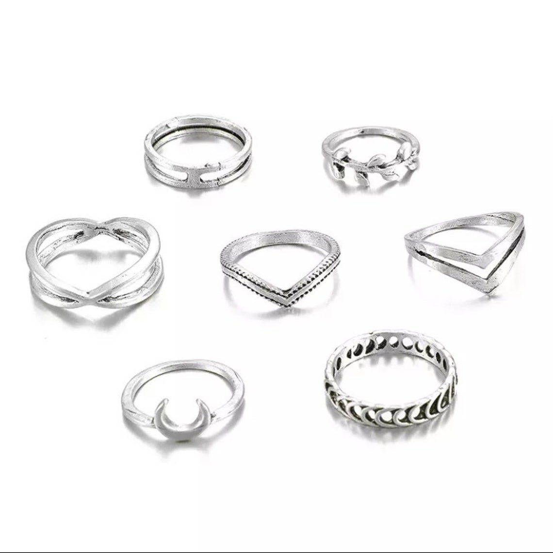 7pcs/set Docona Leaf Moon Crescent Ring set for Women | Etsy