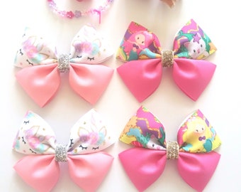 Unicorn and Mermaid Piggy tail bows