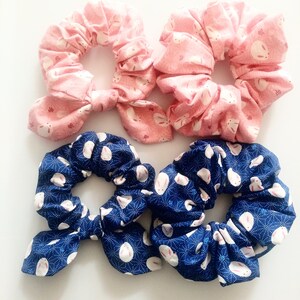 Rabbit hair tie royal blue never used Royal Blue Polka Dot Scrunchie Blue White Bunny Tail  main image 3