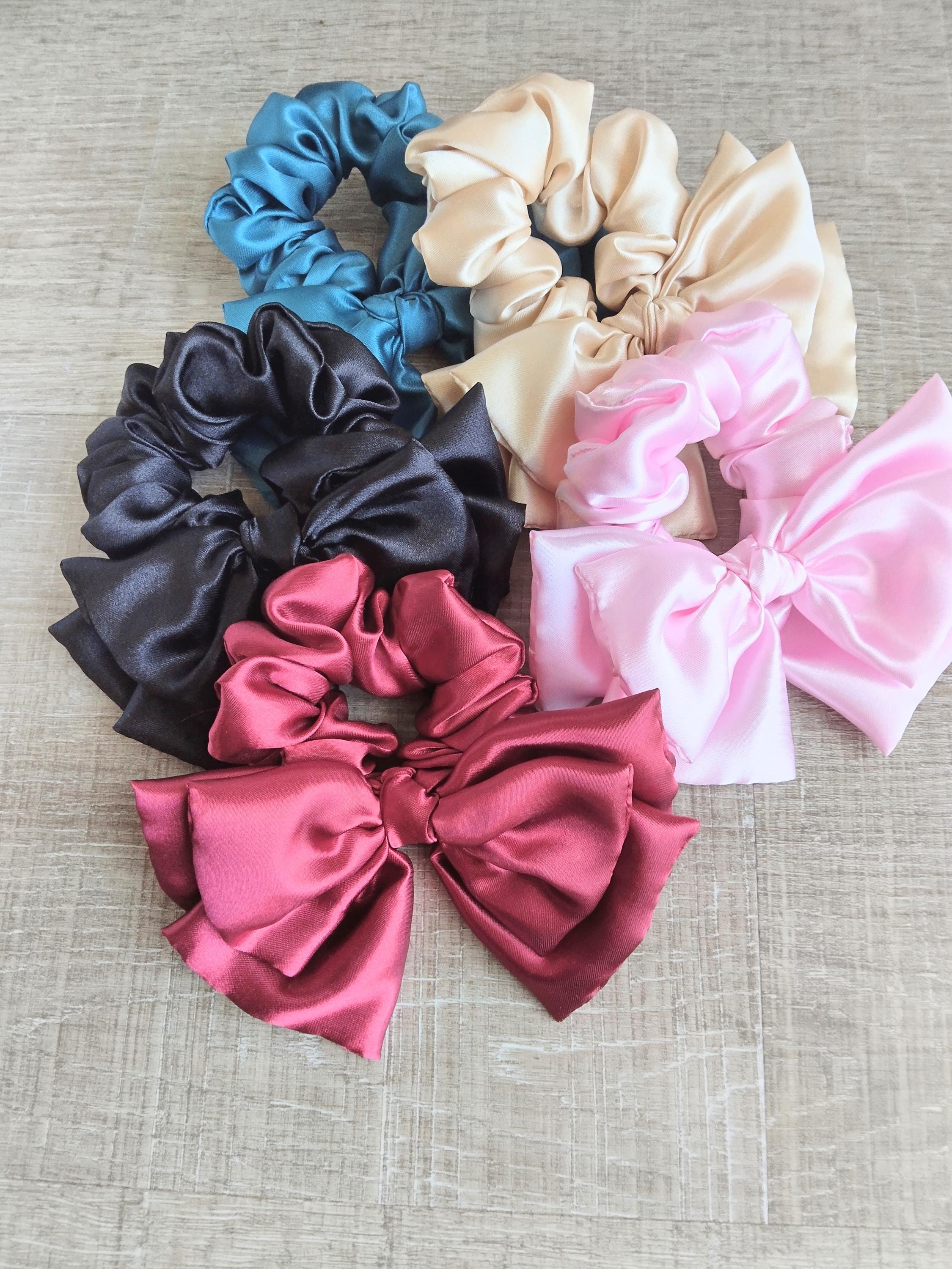Hot pink tulle scrunchie bow and headband. Teen and adult size Puffy Terry Cloth Padded Spa Headband with Scrunchies-Hot  main image 4
