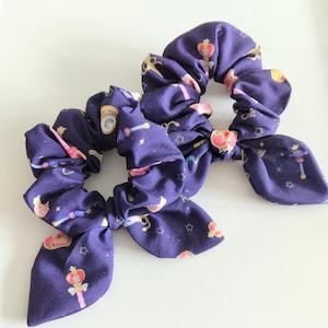 Magical Girl Moon Scrunchie: Detachable Bunny Ears, Handmade Hair Accessory