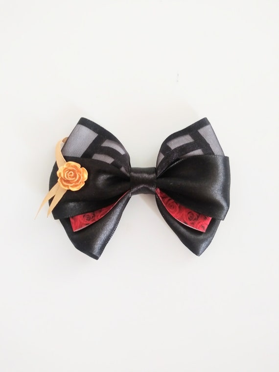 Rose Mother Hair Bow: Handmade Grosgrain & Satin Ribbon Clip