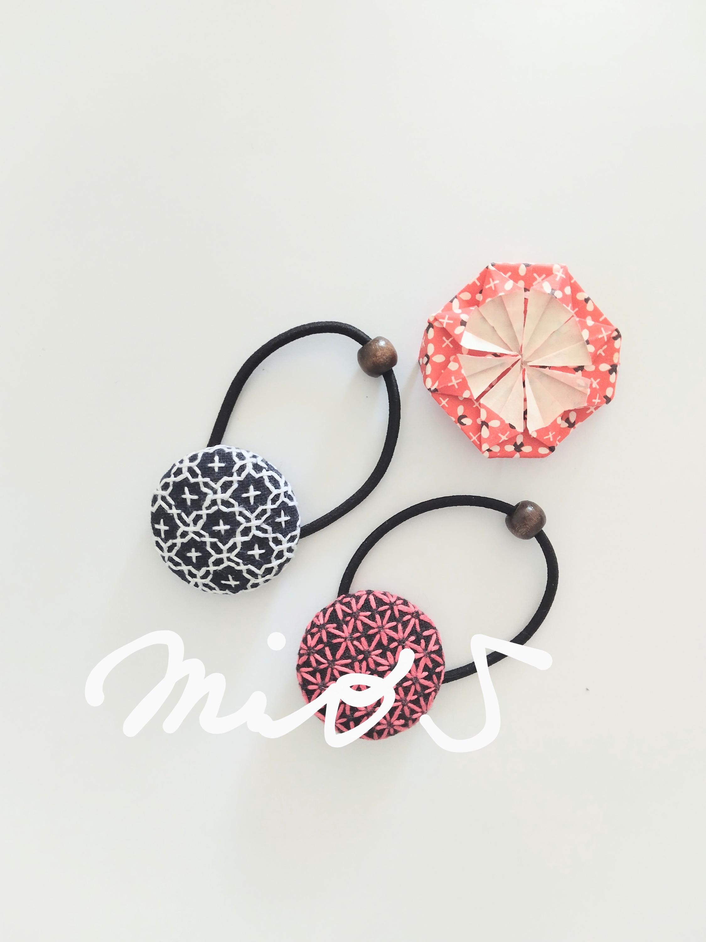 Sashiko Embroidery Hair Tie: Japanese Elastic Hair Accessory - Etsy