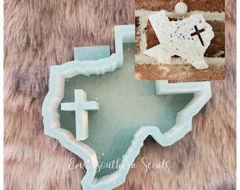 Texas with Cross cut out Car Freshie Mold