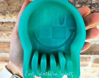 Checkered Dripping Smiley Car Freshie Mold