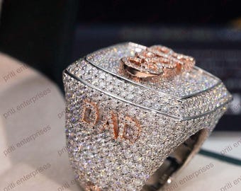 champion customize letter wedding birthday moissnaite men's Ring: 925 Sterling Silver diamond Ring