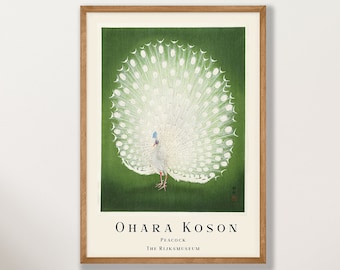 Ohara Koson Peacock Art Print: Japanese Farmhouse Wall Decor