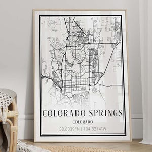 Colorado Springs City Map Poster - Colorado Springs Wall Art, Colorado Springs Print, Colorado Travel Poster - FRAME and CANVAS