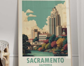 Sacramento Travel Poster - California Wall Art, Wanderlust Decor, Framed or Canvas Print