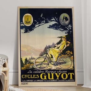 Vintage Bicycle Poster - Cycles Guyot, Bicycle Wall Decor, Retro Bike Poster, Vintage Art Nouveau Poster, Vintage Advertisement