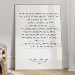 Edgar Allan Poe Poster - Spirits of the Dead, Poem Wall Art, Poetry Wall Decor, Living Room Decor FRAME and CANVAS OPTIONS