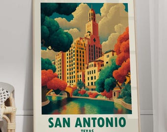 San Antonio Travel Poster: Texas Wall Art, Framed, Canvas