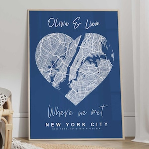 Anniversary Heart Map Poster - Custom Anniversary Gift, Where it All Began, Our First Date, Valentines Day Gift, Custom Wedding Gift