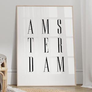 Amsterdam Poster - Amstercam Wall Art, Amsterdam Print, Travel Poster, Travel Decor - FRAME and CANVAS OPTIONS