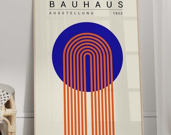Blue Bauhaus Art Print - Mid Century Modern Wall Decor