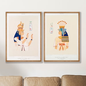 Egyptian Art Prints Set of 2 No9 | Egyptian Goddess, Ancient Egypt Poster, Vintage Poster, Egypt Wall Art, Egyptian Gift,Egyptian Wall Decor
