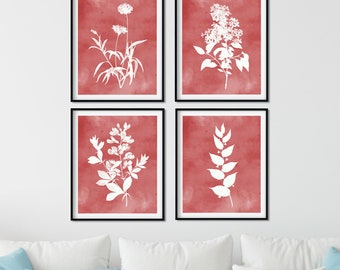 Blush Watercolor Flower Print Set of 4 - Botanical Wall Art