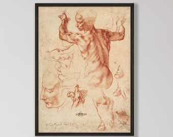 Michelangelo Anatomy Art Print - Studies for the Libyan Sibyl