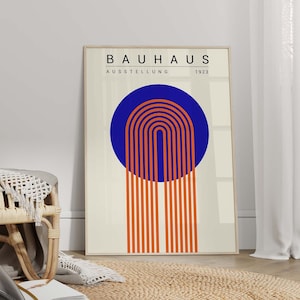 Blue Bauhaus Poster - Mid Century Modern Art Print, Trendy Wall Art, Bauhaus Print, Bauhaus Wall Art, Living Room Decor, Office Decor