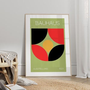 Green Red Bauhaus Poster - Mid Century Modern Art Print, Trendy Wall Art, Bauhaus Print, Bauhaus Wall Art, Living Room Decor