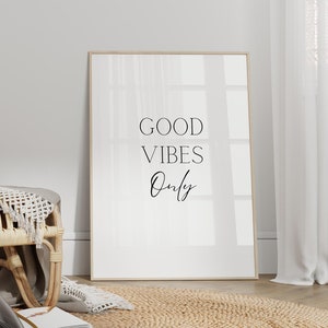 Póster de Good Vibes Only, Impresión de Good Vibes Only, Decoración de pared positiva, Decoración de sala de estar, Póster motivacional, Decoración de oficina en casa