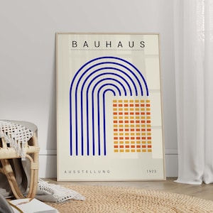 Blue Bauhaus Poster No3 - Mid Century Modern Art Print, Trendy Wall Art, Bauhaus Print, Bauhaus Wall Art, Living Room Decor, Office Decor