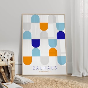 Blue Bauhaus Poster - Mid Century Modern Art Print, Trendy Wall Art, Bauhaus Print, Bauhaus Wall Art, Living Room Decor, Office Decor