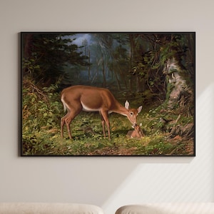 Vintage Deer Print - Deer Poster, Deer Wall Art, Animal Decor, Deer Wall Decor, Vintage Animal Art, Farmhouse Decor, Living Room Decor