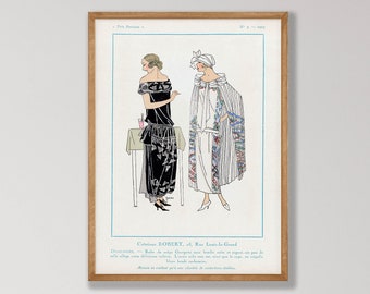 Vintage modetijdschriftomslag kunstprint - antieke Franse muurdecoratie