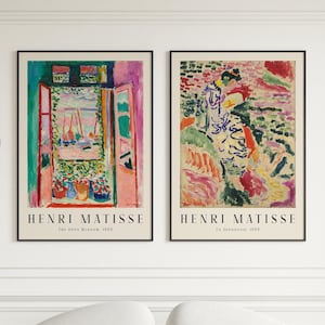 Henri Matisse Drucke 2er-Set - Matisse Poster, Matisse Wandkunst, The Open Fenster, La Japonaise, Galerie Wandkunst, Museumsausstellung GERAHMT