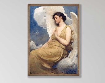 Abbott Handerson Thayer Winged Figure Art Print: Restored Vintage Wall Art