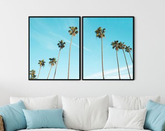 Palm Tree Print Set: Tropical Beach House Wall Art