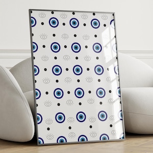 Blue Evil Eye Poster - Evil Eye Wall Art, Evil Eye Wall Decor, Nursery Room Art, Living Room Decor, Trendy Wall Art