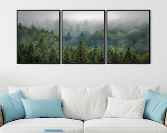 Foggy Forest Prints Set: Nordic Landscape Wall Art