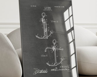 Vintage Ship Anchor Patent Print - Nautical Wall Art