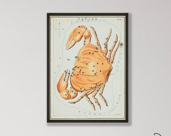Cancer Zodiac Art Print - Vintage Astrology Poster