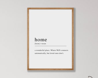 Home Definition Print - Minimalist Family Wall Art, Home Sign Wall Art