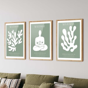 Green Henri Matisse Prints Set of 3 - Matisse Poster, Matisse Wall Art, Matisse Art Print, Gallery Wall Art, Exhibition Art, Museum Poster