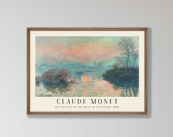 Claude Monet Art Print - Sunset on the Seine, Landscape Wall Decor